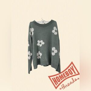 Just Polly NEW YORK 100% Acrylic Women’s Green Floral Sweater